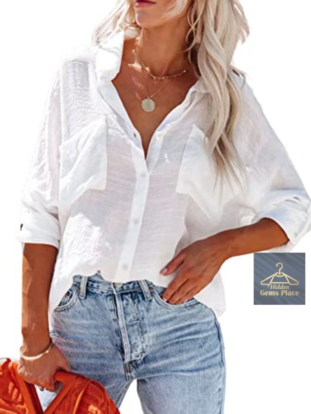 Breezy Lane Button Down Shirt Coverup Long Sleeve Beach Blouse Women